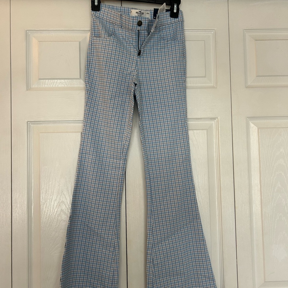 Hollister Blue Plaid Flare Pants